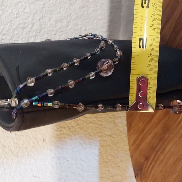 Signature Club A Womens Black Vinyl Bling BEADS Small Mini bag/ satchel clutch - Picture 4 of 8
